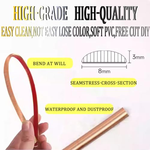 Rose Gold Self-Adhesive 3D Wall Edge Strip Peel & Stick Edge Seam Wall Sticker Decorative Tape Decorative for Ceiling/Corner/Mirror/Furniture/Wardrobe/Home & Car Decoration (0.8CM*5M/0.31IN*16.4FT)