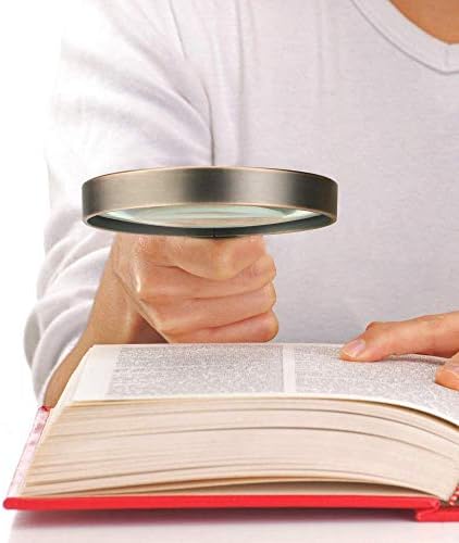 WIOR 10X Handheld Magnifying Glass Antique Copper Magnifier with Sandawood Handle,High Magnification Magnifier for Reading, Senior, Low Vision, Map, Inspection, Handcraft Hobby