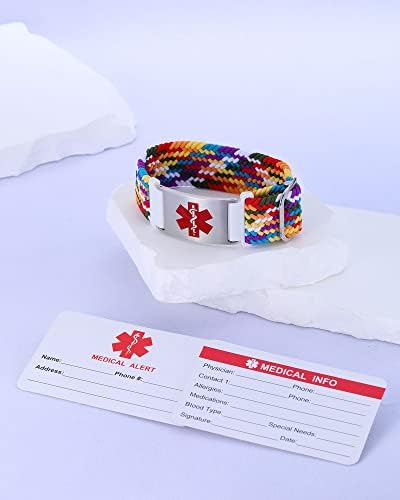 Personalized Sport Medical Alert Bracelets for Women Men - Custom Medical ID Bracelets with Free Engraving - Hook and Loop/Elastic/Stainless Steel/Silicone Watch Wristband Emergency Bracelet