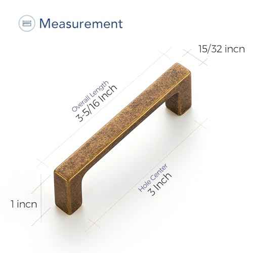 Ravinte 30 Pack Solid 3 Inch Kitchen Square Cabinet Handles Antique Brass Pulls Drawer Pulls Kitchen Cabinet Hardware Handles