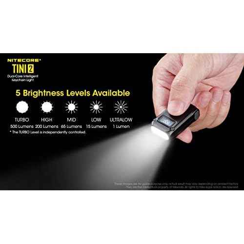 NITECORE TINI 2 Dual LED Rechargeable Keychain Light - 500 Lumen (Black)