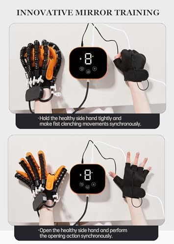 Both Hands Rehabilitation Robot Gloves, 2024 Electric Hand Function Equipment, Stroke Hemiplegia Fingers Recovery Massage Therapy, Finger Robot Rehab Gloves