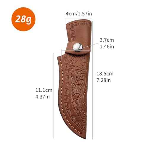 Leather Knife Sheath for Belt, Genuine Leather Holster for up to 4.3" Fixed Blade Knife, Hunting Knives Holder with Snap Closure