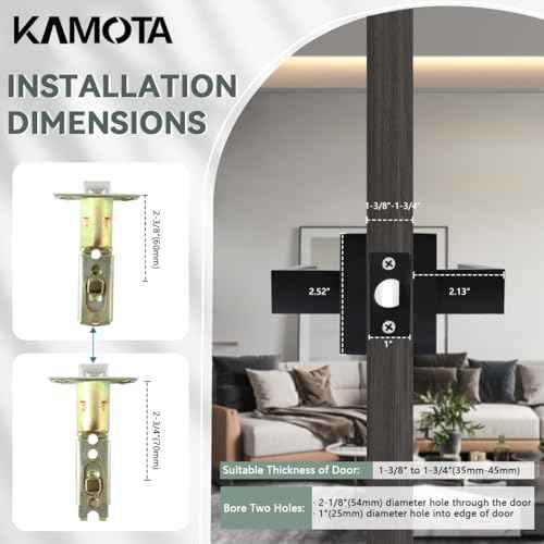 KAMOTA Passage Door Levers, 4 Pack Black Heavy-Duty Door Handles, Square Non-Locking Door Knobs, Right and Left Handed for Closets, Hallways and Conference Rooms