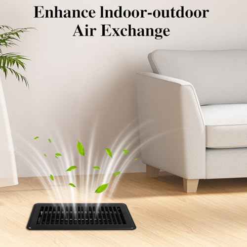 12 Pcs Black Floor Vents 4x10 Heavy Duty Metal Floor Vent Covers Vent Covers for Home Floor with Adjustment Damper Rust Proof Finish for Home Office Wall Floor Registers Grilles and Vents