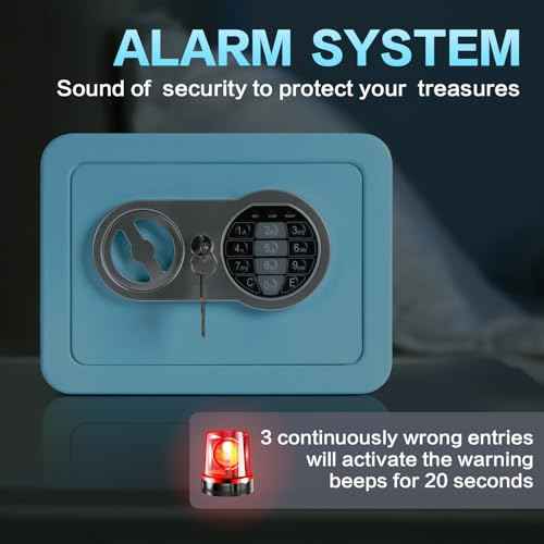 0.23 Cubic Feet Safe Box, Small Safe W/Fireproof Bag, Keys & Pass Code, Digital Electronic Security Money Box for Cash, Document, Home, Office, Hotel Use, Blue, 6.69"D x 9.06"W x 6.69"H