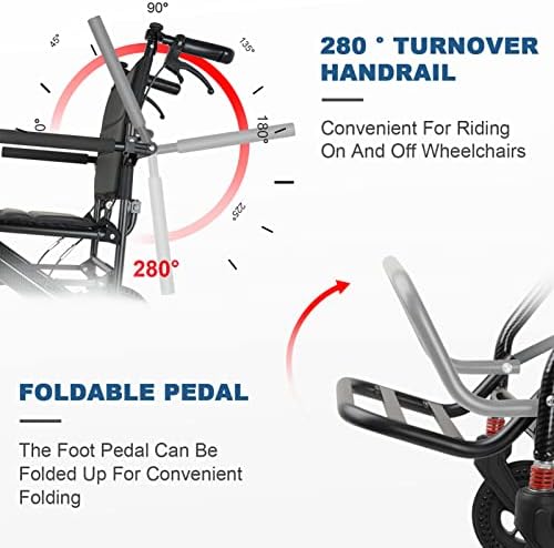 Transport Wheelchair Lightweight Foldable, Extra-Large Spring Shock Absorbers,All-Terrain Transport Chair, Upgraded Brakes Wheelchairs for Adults, Waterproof Travel Wheelchair