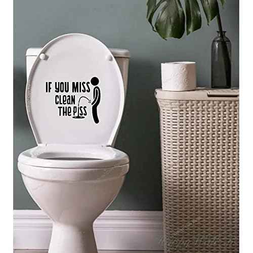 If You Miss Clean Your Pee Sticker Vinyl Decal Sign for Bathroom Washroom Toilet Guestroom Restroom Wall Waterproof & Removable. Perfect Size 7" Wide| Black |