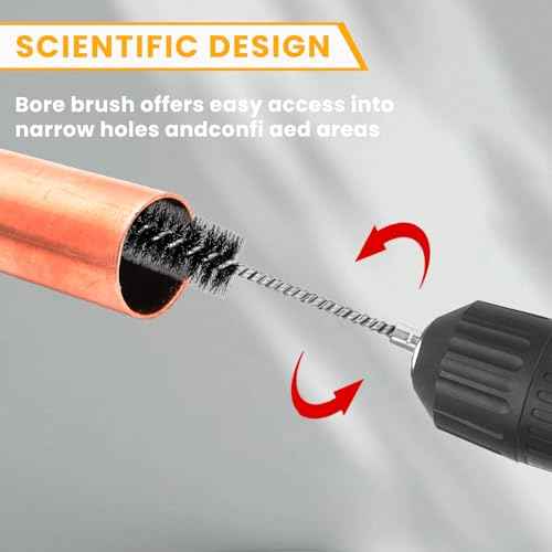 4 Pcs Copper Tube Pipe Cleaner Drill Brush, Stainless Steel Drill Wire Bore Cleaning Brushes 1/4" Hex Shank for Power Drills, Impact Drivers (9/12/19/22mm)