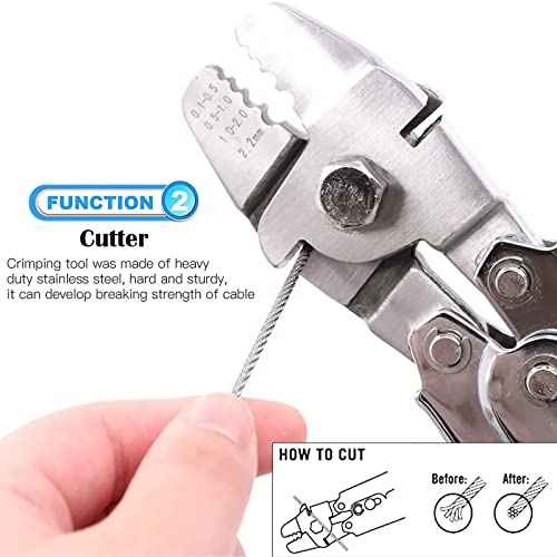 Stainless Steel Wire Cable Crimping Tool Kit, Cutter &Crimper Plier, 100FT 304 Wire Rope, 100pcs Aluminum Sleeves Stops Complete Kit (1/16'' Stainless Steel Cable Kit)