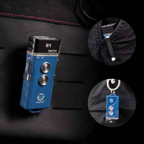 RovyVon Angel Eyes E1 Mini EDC Flashlight,700 Lumens Rechargeable Keychain Flash Light Dual-Battery Power Supply with USB-C and AAA Battery,for Emergency,Outdoor,Gift(Blue)
