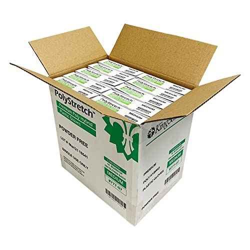 KingSeal 2000 Count PolyStretch TPE Poly Hybrid Disposable Gloves, Powder-Free, Vinyl Glove Substitute, Size Medium - 10 Boxes x 200 Gloves