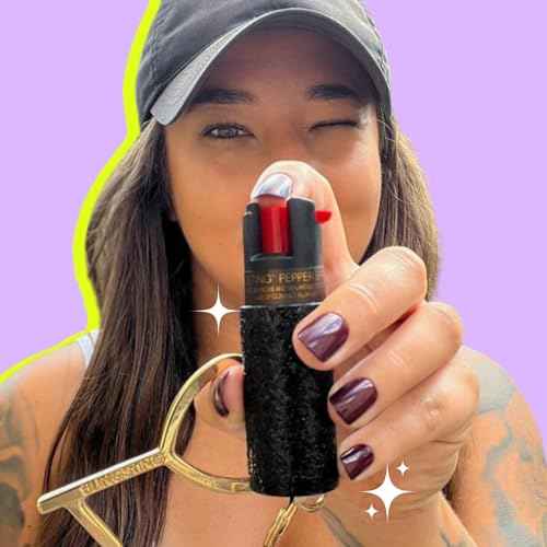 BLINGSTING Pepper Spray for Women - Maximum Strength OC Self Defense Spray - 12 ft Range - UV Marking Dye for Police ID - Swipe Safety Lock, Compact & Fashionable Keychain