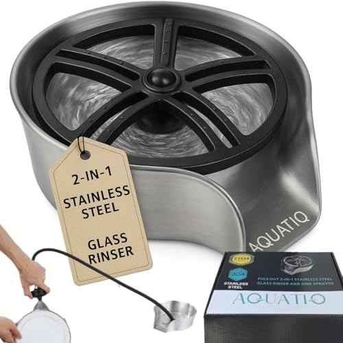 2 in1 Glass Rinser for Kitchen Sink - Stainless Steel Cup Cleaner - Counter Top Bottle Washer - Kitchen Sink Accessories - Attachements - Sink Sprayer (Nickel)