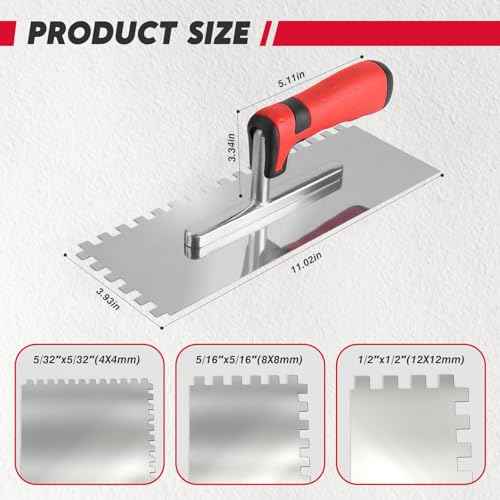 6Pcs Tile Tools Set, Tile Trowel Concrete Tool, Notched Trowel, Grout Trowel, Grout Float Sponge for Tiling Installation Grouting, Tile Mortar Trowel