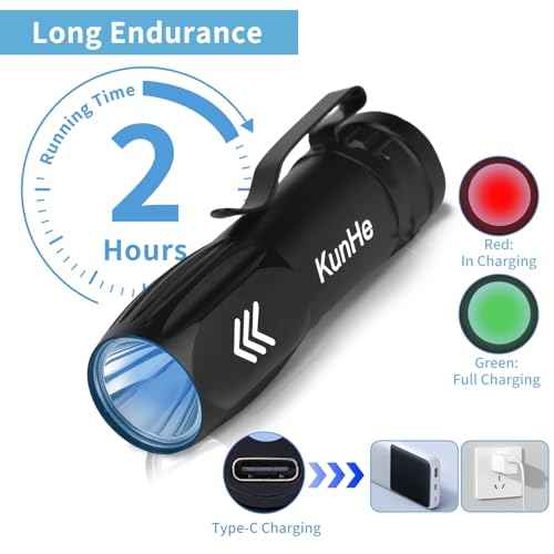 KunHe 10 Pack 365nm UV Flashlightt, Mini Rechargeable UV Light 3W for Pet Stain Detection, Hotel Cleaning, Resin Curing, Gem & Scorpion Inspection, Stocking Stuffers