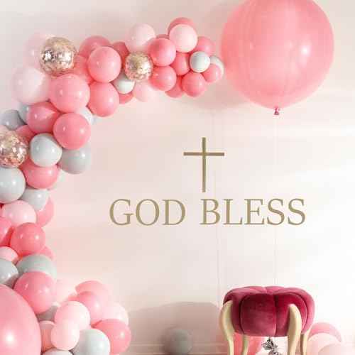 God Bless Cross Wall Decal, PVC Material God Bless Stickers Decorative God Bless Backdrop God Bless Banner God Bless Wall Decor for God Bless Baptism Decorations