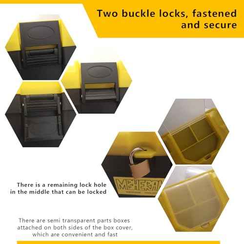 19 Inch Tool Box Plastic Box with Handle Tool Storage Removable Inner Tray Lightweight Easy to Carry for Home Factory Black+Yellow