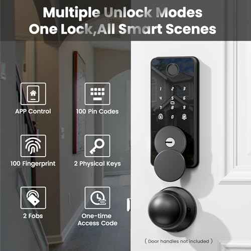 Keyless Entry Door Lock, Fingerprint Door Lock, Smart Door Lock with Keypad, Auto & One Touch Lock | Smart Locks for Front Door | Easy Installation | Exact Fingerprint | App Control | 12-Month Battery