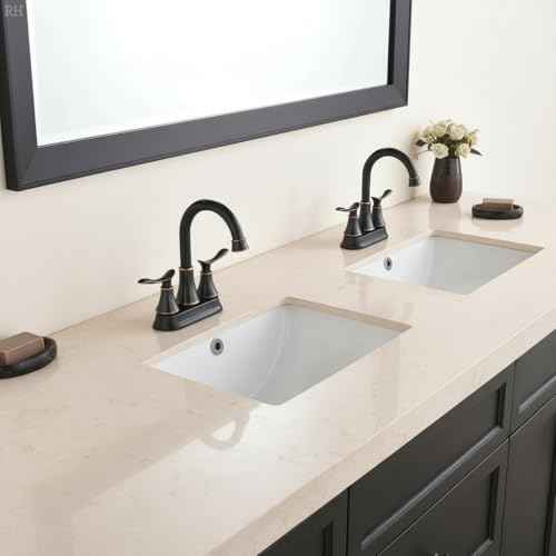 KINGO Bathroom Faucets for Sink 3 Hole, 2 Handle 4 inch Oil Rubbed Bronze Bathroom Sink Faucet with Pop-up Drain and Supply Hoses, Stainless Steel Lead-Free Centerset Faucets for Vanity RV, 2 Pack