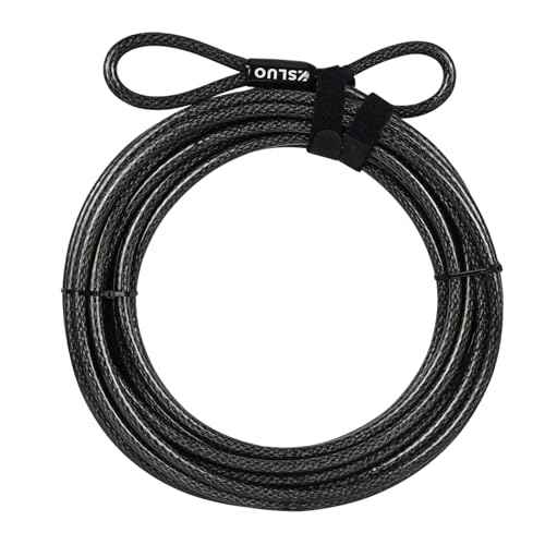 Security Steel Cable with Loops - 3/8 inch (10 mm) 40 ft Heavy Duty Bicycle Chain with PVC-Coated Braided Cable and Ring Suitable for U-Locks and Padlocks(20/30/40 ft)