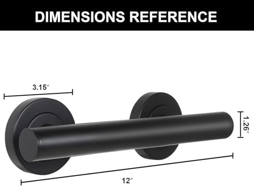 Lava Odoro Shower Grab Bar, Modern Set Stainless Steel Handicap Grab Bar for Bathtubs and Showers, Shower Safety Bar for Seniors Disabled, ADA-Compliant (Matte Black, 12 Inch)