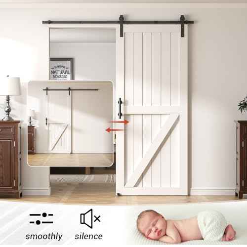 7FT Heavy Duty Sliding Barn Door Hardware Kit£¨1x Floor Guide&1x Pull Handle Set &5FT Track Kit for 42" Wide Single Door£©,Smoothly Quietly,Easy Install (No Door)