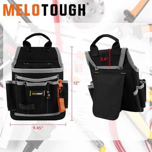 MELOTOUGH Heavy Duty Tradesman Pro Tool Pouch with Various Sized Pockets and Electrical Tape Thong, Electricians Tool Pouch 13-Pocket (13 Pockets) ¡¦¡¦