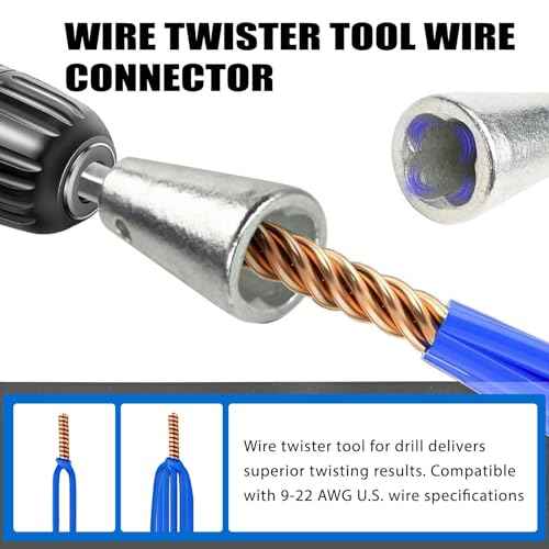 2025 Upgraded 8-in-1 Wire Stripper & Twisting Tool for Drill, 6/8/10/12/14 AWG Cable Stripper for Electricians, Professional Wire Twisting Attachment
