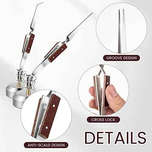 5 Pcs Soldering Tweezers Set 3 Pcs Cross Lock Solder Tweezer 2 Pcs Jewelry Third Hand Tools with Base 360¡Æ Rotation for Jewelry Making, Welding, Repairing
