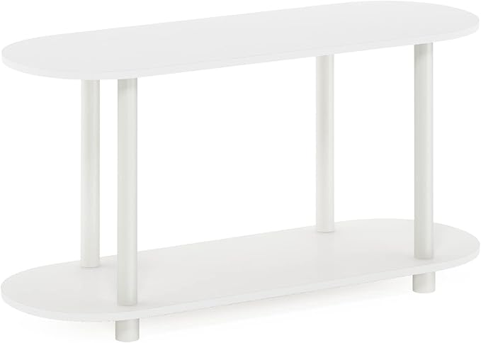 Furinno Turn-N-Tube Display Shelf, 4-Tier Oval Book Shelf, Storage Shelves with Soft Edges and Open Shelves, Toolless Assembly, for Organization and Storage, Living Room, Home Office, White