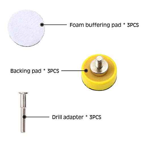 SPEEDWOX Hook and Loop Sanding Discs Pad Kit 3 Packs 1 Inches with Shank Drill Attachment Backing Pads and Soft Foam Layer Buffing Pad