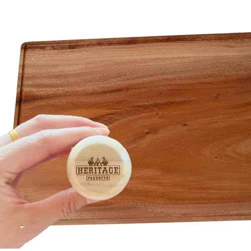 Heritage Products Cutting Board Oil & Wax Applicator - Food Grade Mineral Oil Wood Conditioner with Handle and Wooden Cap - Restore Butcher Blocks, Countertops & Utensils