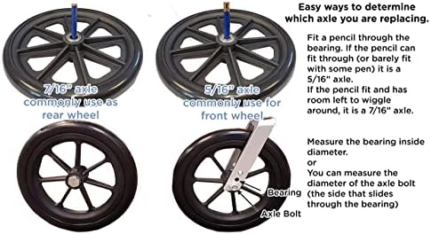Caster Wheel, Hard Rubber Tire, 8" x 1"- 2 3/8" Hub Width; Fits Most Sunrise, Medline, Drive, Invacare, E&J, Guardian, ALCO & Other Manual Wheelchairs (Black, 5/16" Axle, Wide Hub) One Pair
