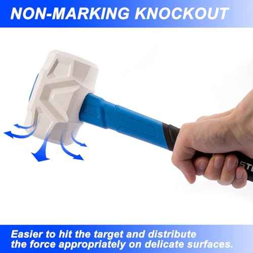 Real Steel Rubber Mallet Hammer 32 OZ White Rubber Hammer with Solid Head, Double-faced Mallets for Flooring, Woodworking, Camping, Automotive 0323