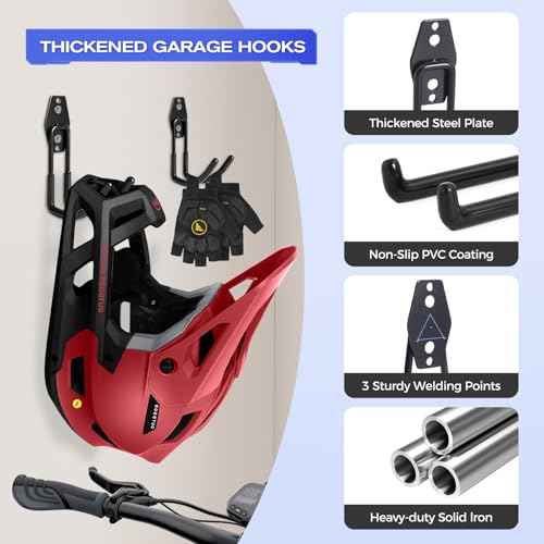 24 Pack Garage Hooks Heavy Duty Garage Storage Hooks with Nylon Straps, Utility Steel Wall Mount Tool Organizer Hooks for Ladders, Bikes, Garden Tools, Hoses, Ropes and More Equipment