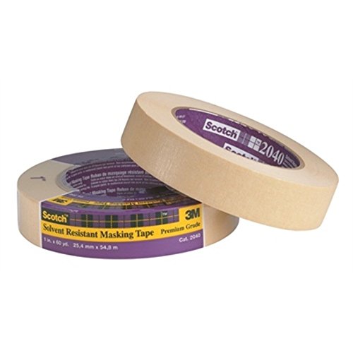 3M Scotch 2040 Crepe Paper High Performance Solvent Resistant Masking Tape, 60 yds Length x 1" Width, Tan