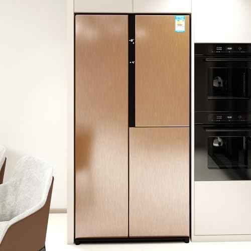 Yun-aeon Metallic Grasscloth Peel and Stick Wallpaper Brass Satin Contact Paper 15.7"x 118.1" Modern Thicken Wall Paper Self Adhesive Removable Vinyl Wallpaper for Kitchen Cabinets Countertops Fridge