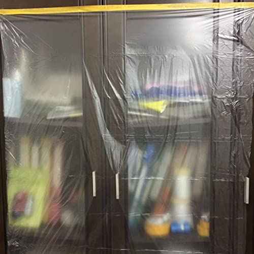 LLPT Tape and Drape 25.6¡±(Unfolded) x 66 Ft Each 2 Pack Pre-Taped Masking Film 0.27 Mil Painters Plastic Drop Cloth for Auto Wall Furniture Painting Protection (MFT652)