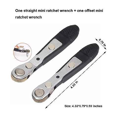 Mini Ratchet Wrench,2 Pieces 1/4 Inch Right Angle Screwdriver with Low Profile,Close Quarters,Offset Reversible Drive Handle for Bits
