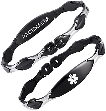 LinnaLove 7 1/2 inch Medical Alert Bracelets for women Stainless Steel Fashion Medical Bracelets Personalized Engraving
