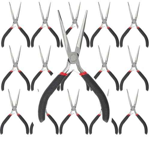 15 PCS 6 Inch Extra Long Needle Nose Pliers, Mini Precision Jewelry Pliers with Comfort Grip, Needle Nose Pliers for Jewelry Making, Repair, Crafts