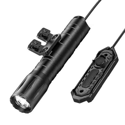 EZshoot 1800 Lumens Tactical Rifle Flashlight with Pressure Switch, Tactical Flashlight for Rifle Compatible with M-Rail, Rifle Flashlight with Strobe Mode for Home Defense, Hunting