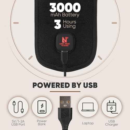 Aroma Season Heated Wrist Wrap, Carpal Tunnel Relief Heating Pad Cordless, Heating Wrist Hand Wrap Brace, De Quervain¡®s Tenosynovitis Brace 3000 mAh Rechargeable Battery (Black)