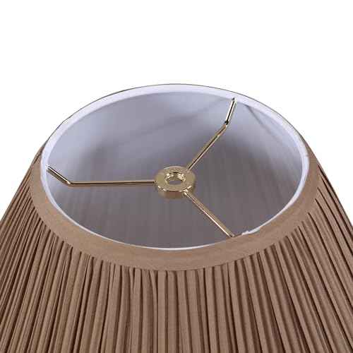 Aspen Creative 33171, Mushroom Pleated Traditional Sienna Brown Spider Lamp Shade, 6-1/2" Top x 15" Bottom x 11" Slant