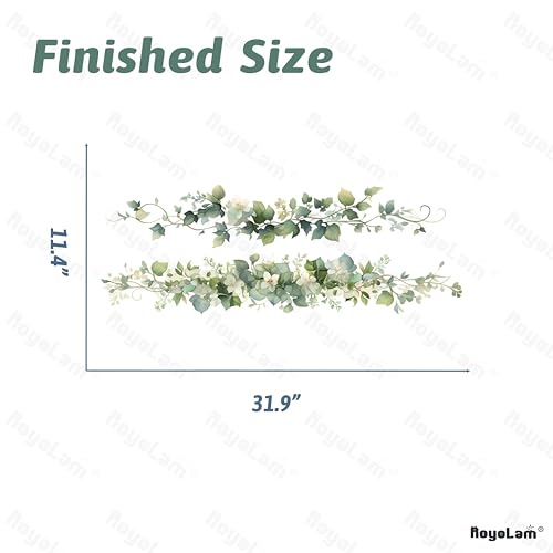 Green Leaves Vines Wall Decals Removable Plant Vinyl Stickers for Bedroom Living Room and Bathroom Botanical Decor Peel and Stick Wall Art