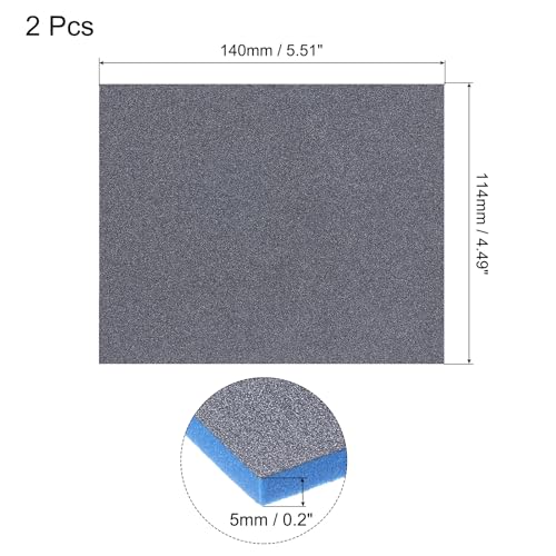 uxcell 2pcs Sanding Sponge Block, 800-1000 Grit Sanding Sponge Pad 140mm x 114mm x 5mm Soft Foam Wet Dry Hand Sander Block Sandpaper for Model Metal Wood Furniture Polishing