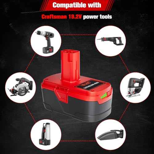 POWTREE 2 Pack 8.0Ah Replacement for Craftsman 19.2 Volt Battery Compatible with Craftsman C3 Lithium-Ion Battery XCP 130279005 130279003 130211004 130279017 1323903