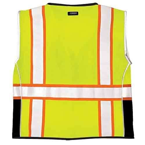 Kishigo Premium Black Series Heavy Duty Unisex Reflective Safety Vest, ANSI Type R/Class 2 Compliant, 6 Pockets