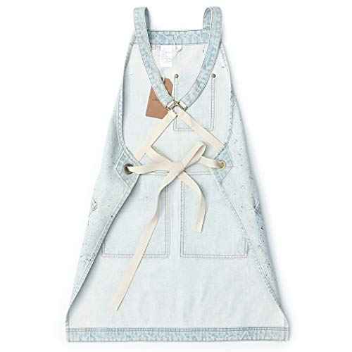 Jeanerlor - Cotton Denim Apron with Pockets Cooking Kitchen Hairdressing Aprons for Women & Men 2 Size